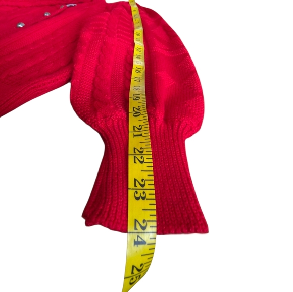 Vintage Red Austrian Wool Puff Sleeve Cardigan Sz EU 44/ US LG Salzburger Dirndl - Picture 15 of 16